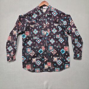 Men's Long‎ Sleeve Button Up Aztec Western Shirt Size XL